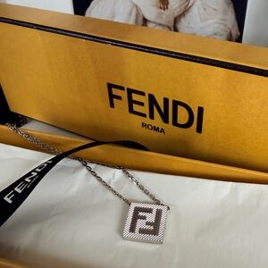 NIB FENDI Textured Logo Necklace